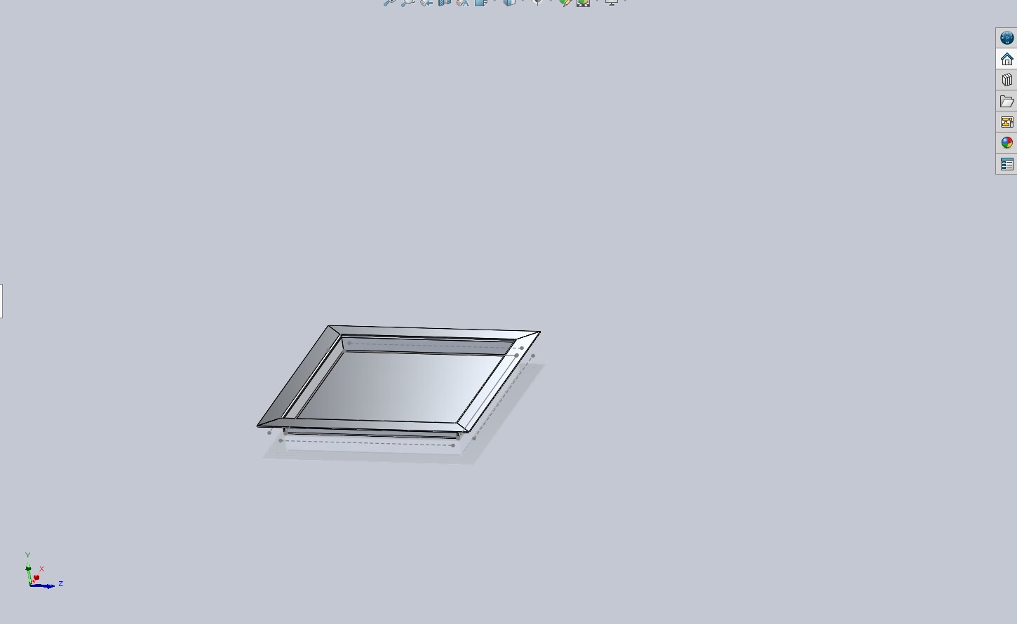 Modelo 3D en SolidWorks de plato de ducha romboidal