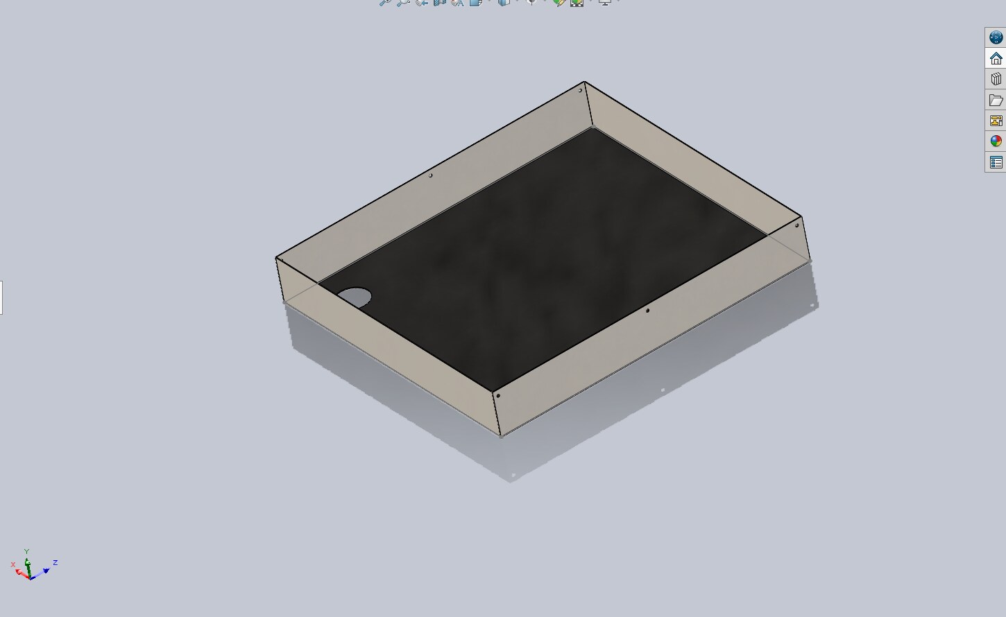 Modelo 3D en SolidWorks de plato de ducha de acero inoxidable