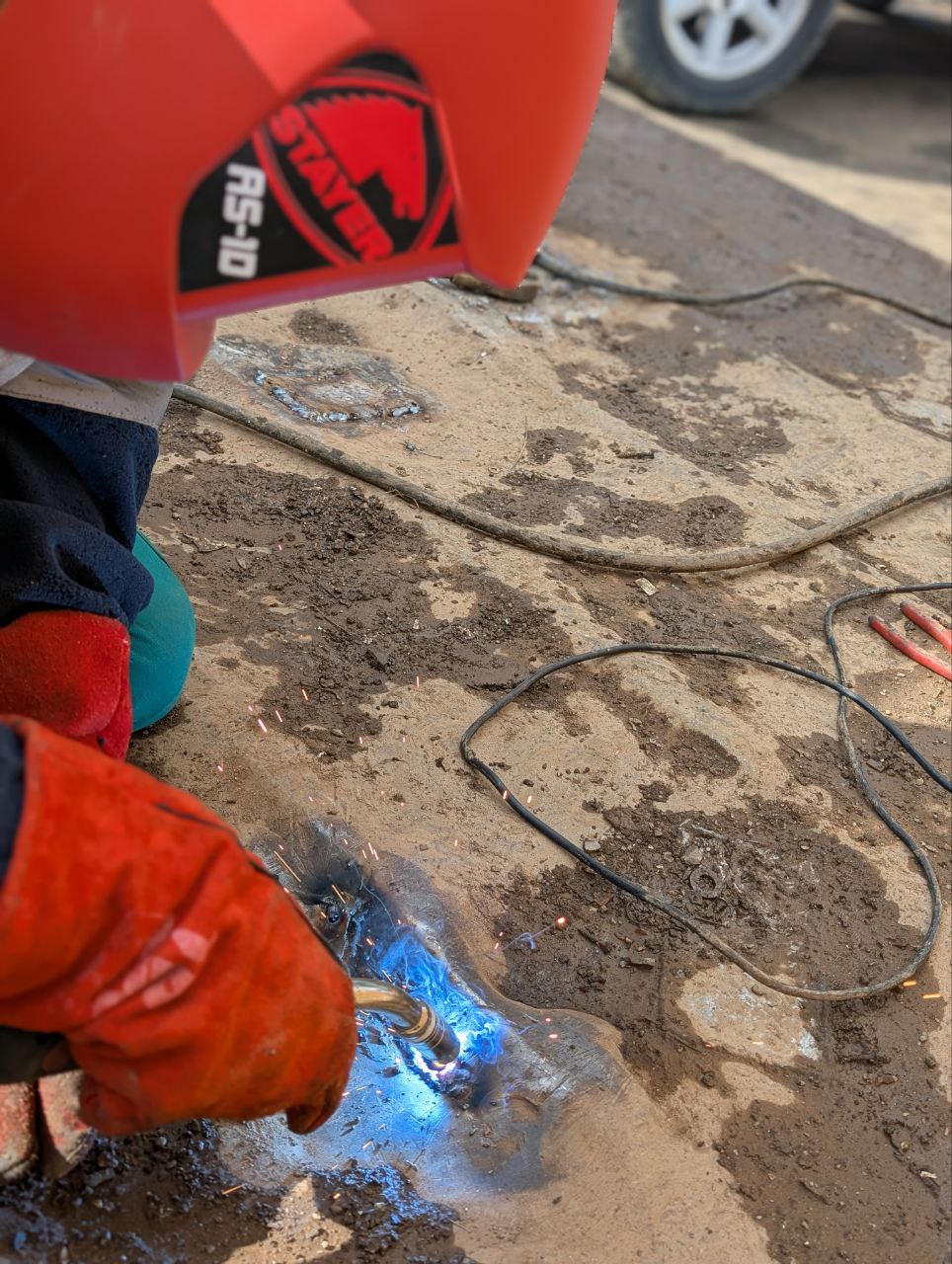 Práctica de soldadura MAG en reparación de estructura
